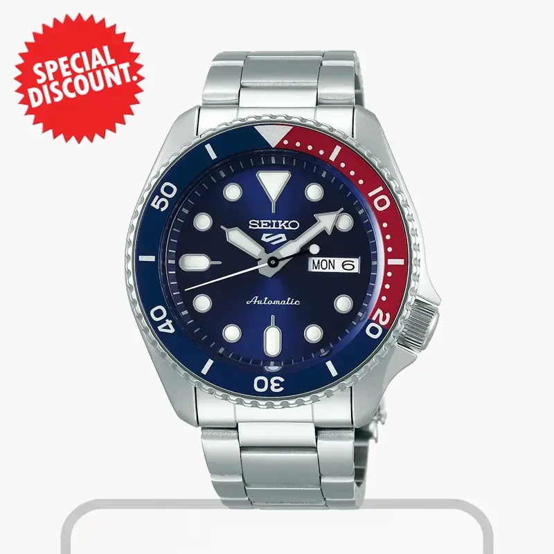 Seiko 5 Sports Blue Dial With Pepsi Bezel Men's Watch- SRPD53K1